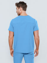 Paris One-Pocket Men's Ceil Blue Scrub Top