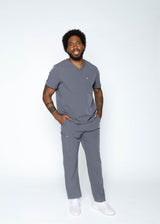 Venice Three-Pocket Mens Charcoal Scrub Top