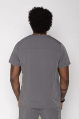 Venice Three-Pocket Mens Charcoal Scrub Top
