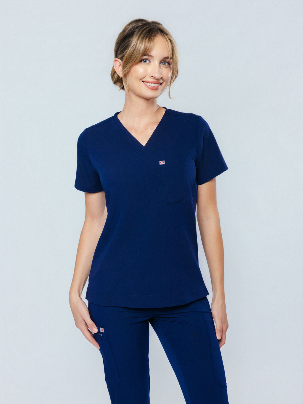 Rose One-Pocket Womens Navy Scrub Top – Create Amor