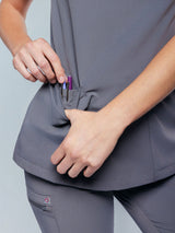 Iris Five-Pocket Women's Charcoal Scrub Top
