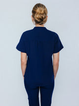 Orchid Three-Pocket Women's Navy Scrub Top