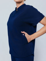 Orchid Three-Pocket Women's Navy Scrub Top