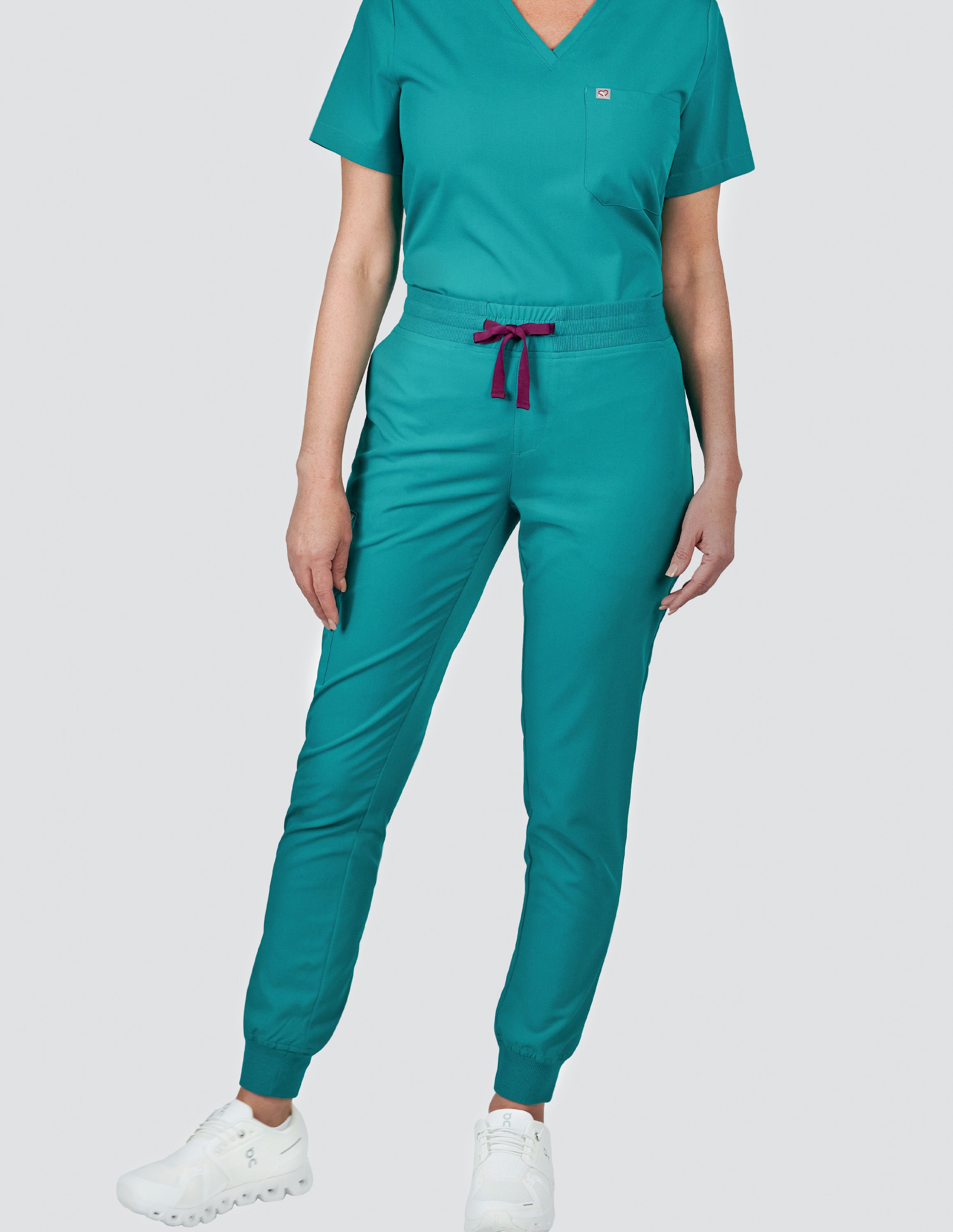vy Jogger Scrub Pant in Teal with four-way stretch for women