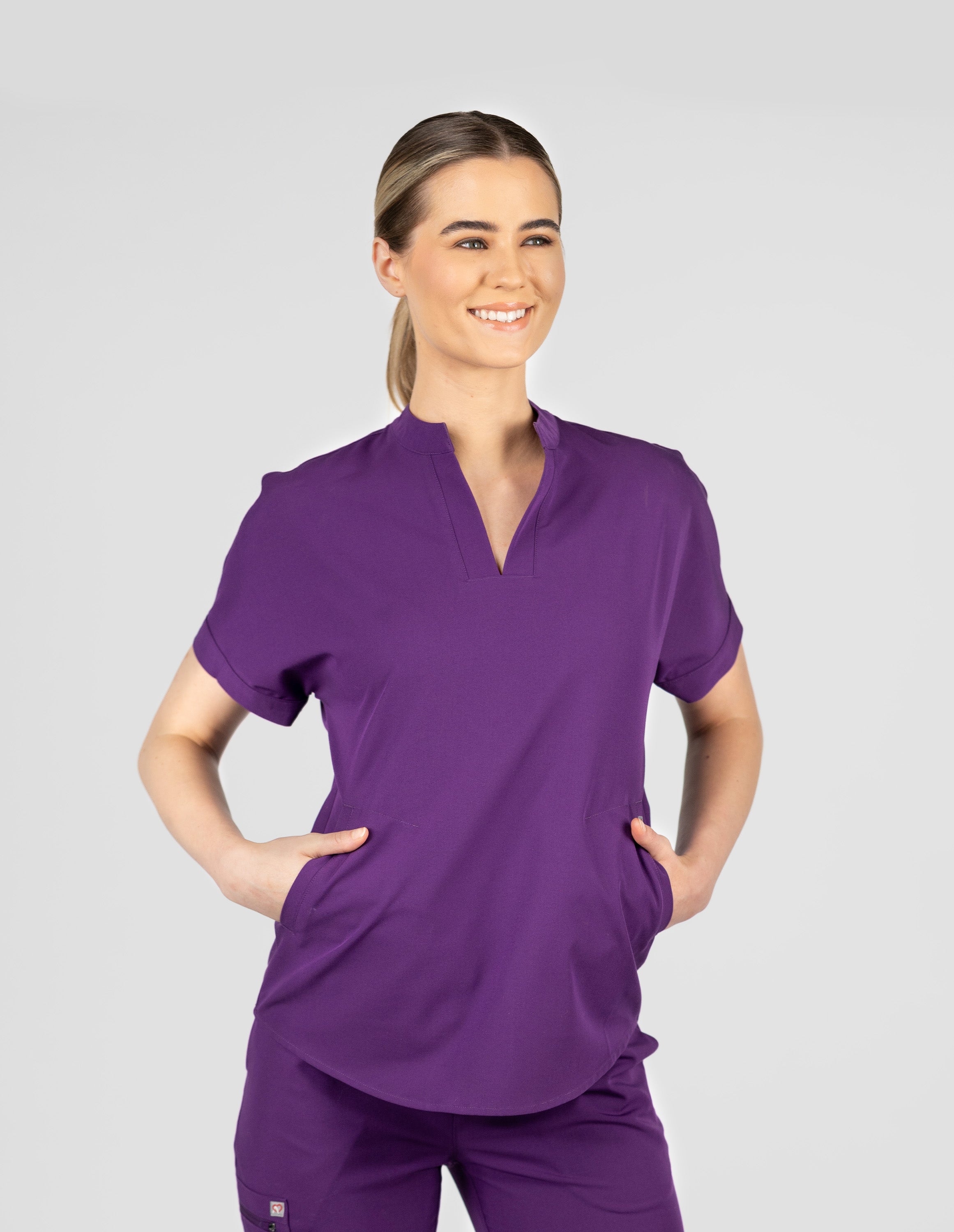 Orchid Three-Pocket Women's Purple Scrub Top