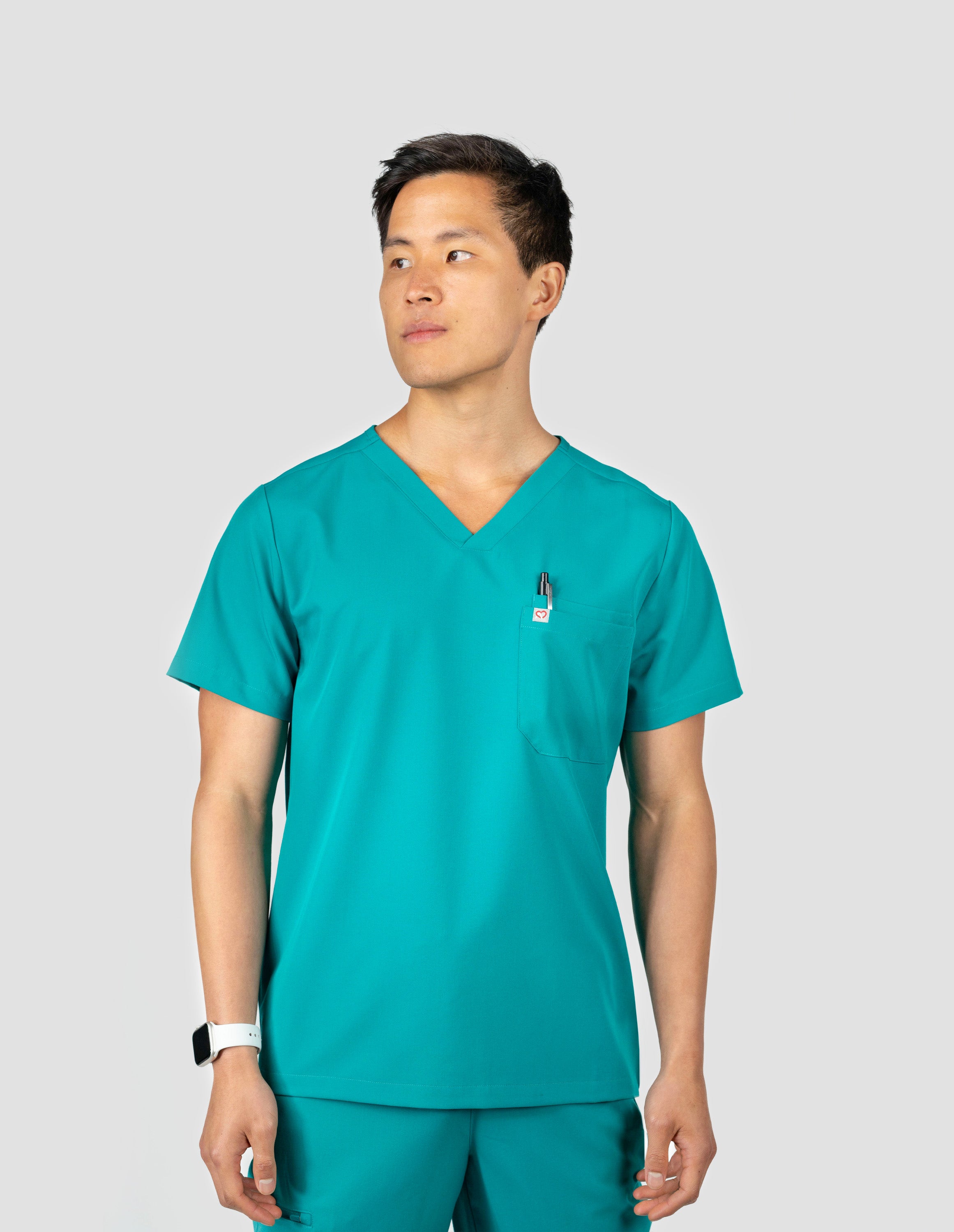 Paris One-Pocket Men's Teal Scrub Top