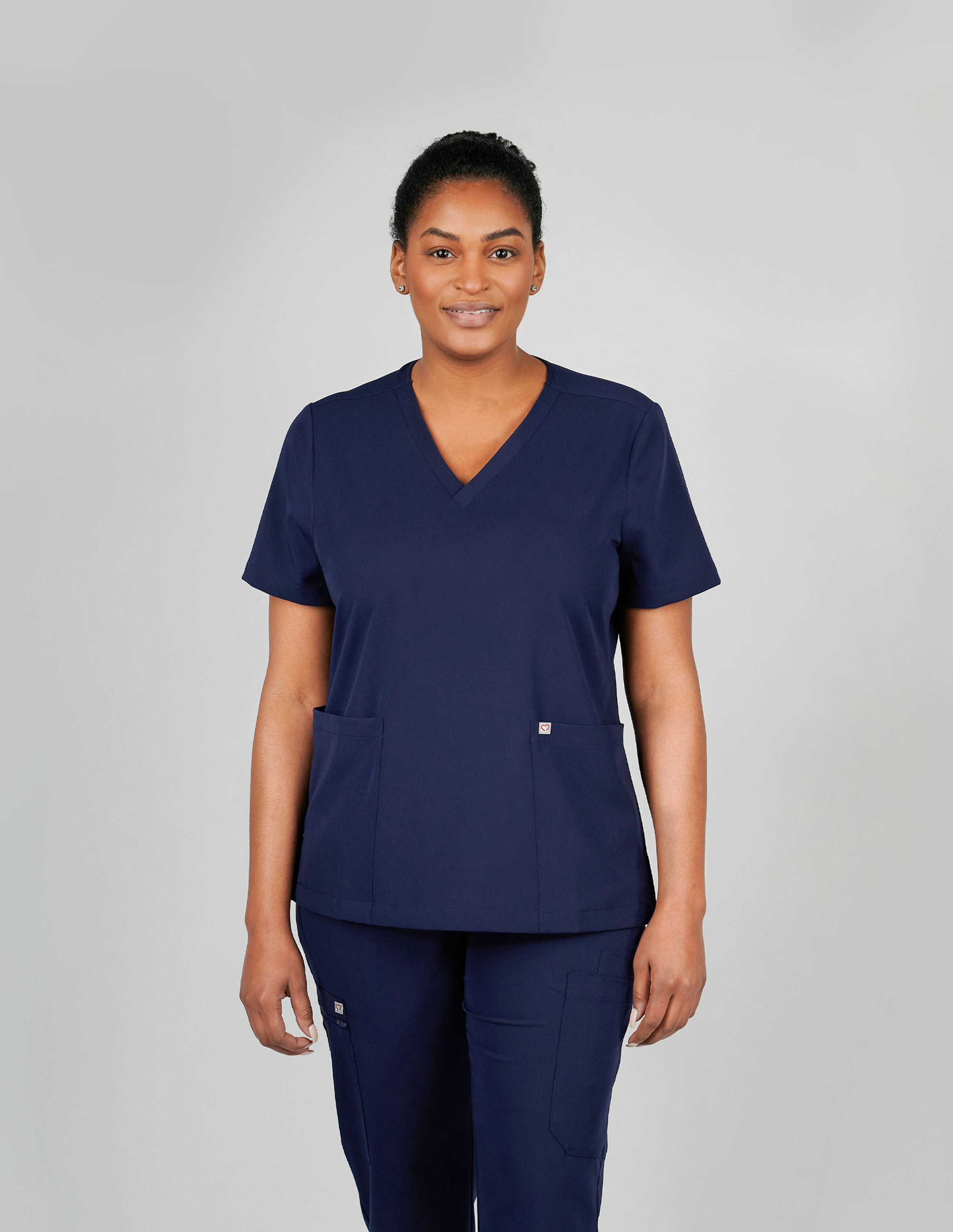Iris Five-Pocket Women's Navy Scrub Top