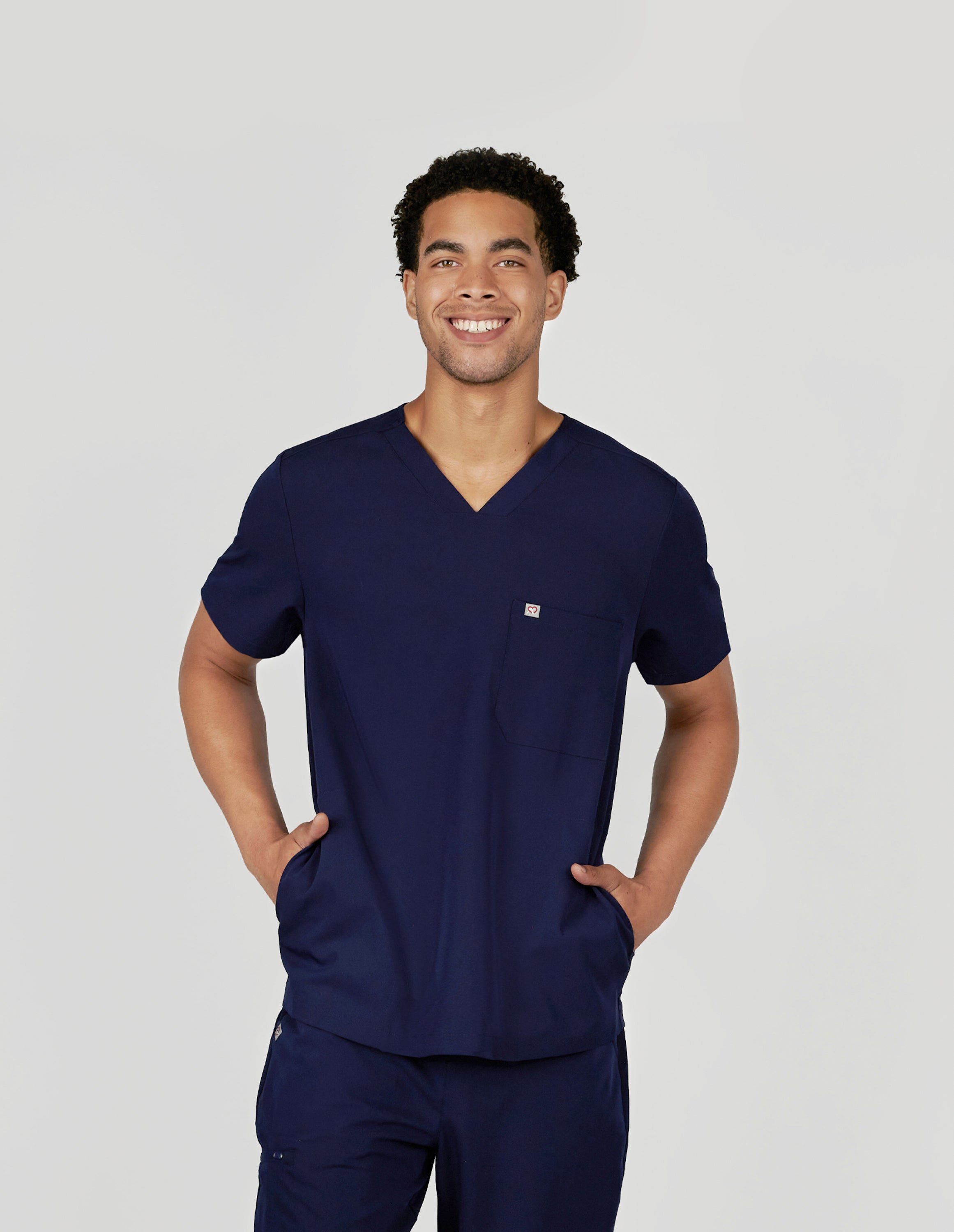 Venice Three-Pocket Mens Navy Scrub Top