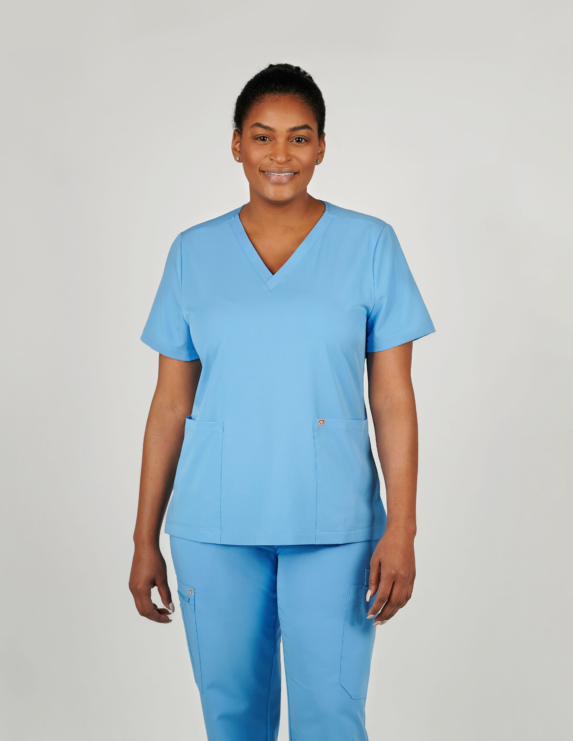Iris Five-Pocket Women's Ceil Blue Scrub Top