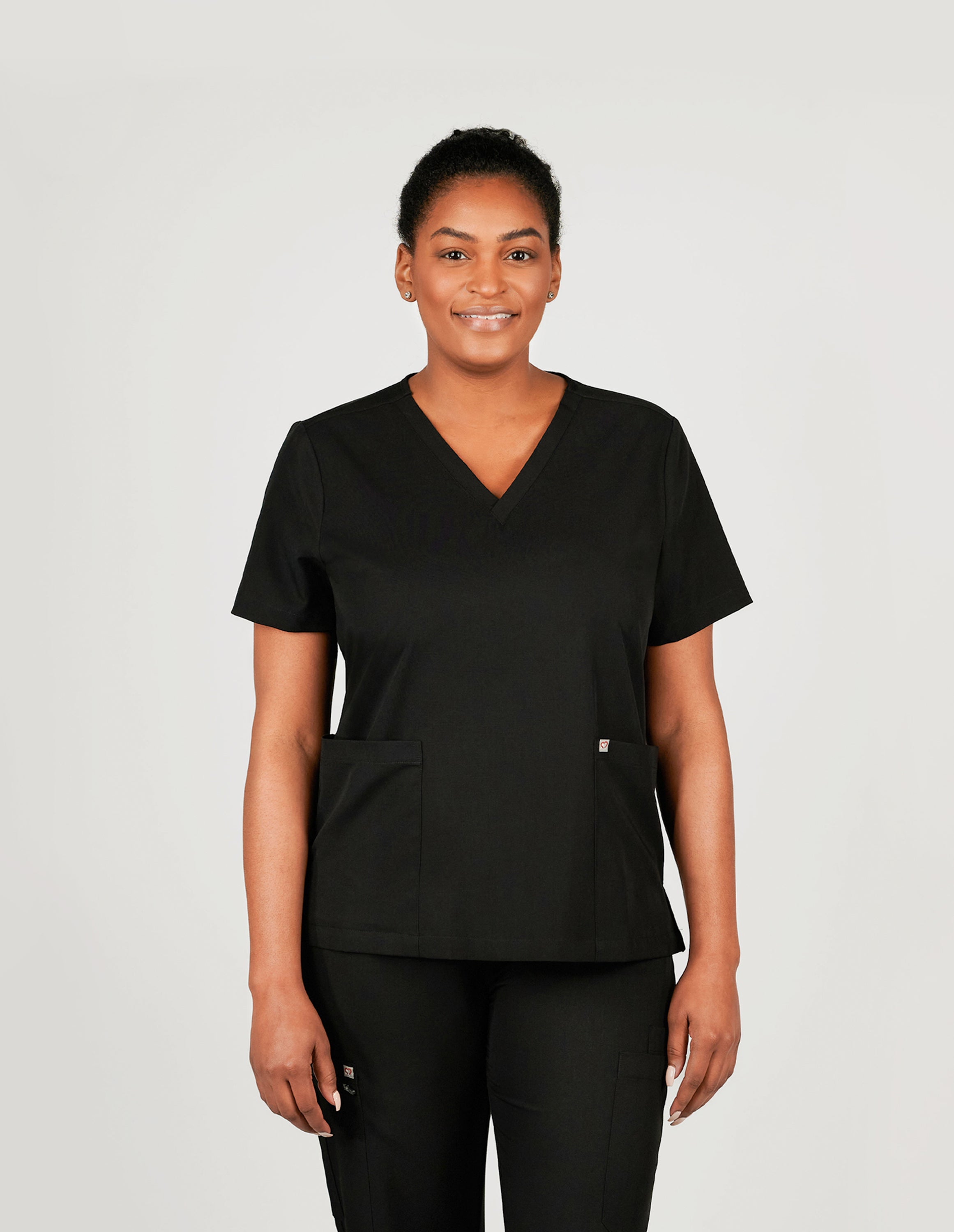 women's scrubs , Iris Five-Pocket Women's Black Scrub Top"