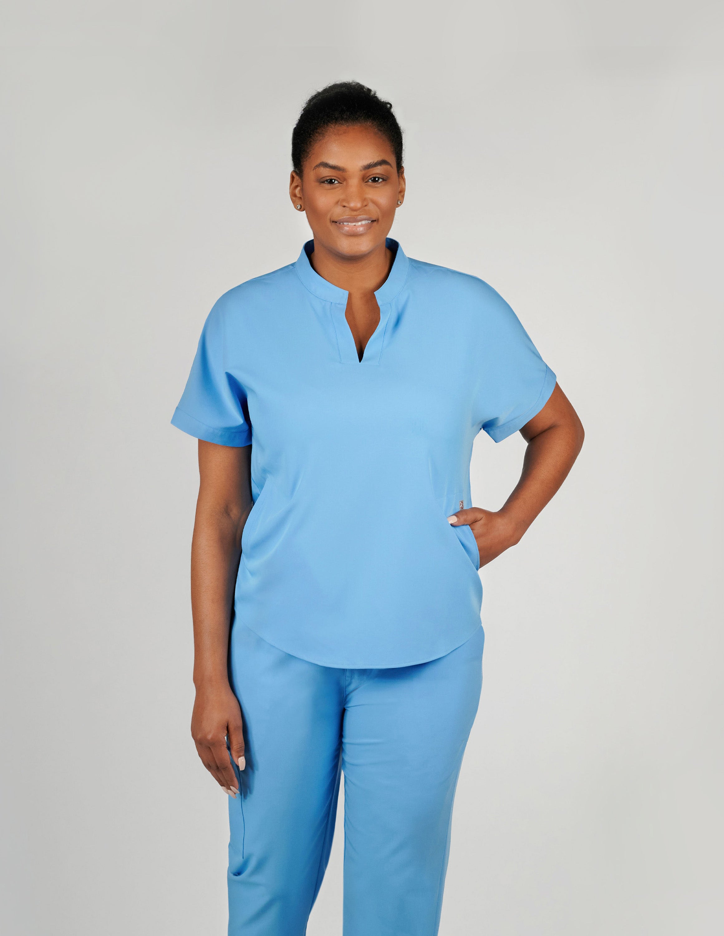 Orchid Three-Pocket Women's Ceil Blue Scrub Top