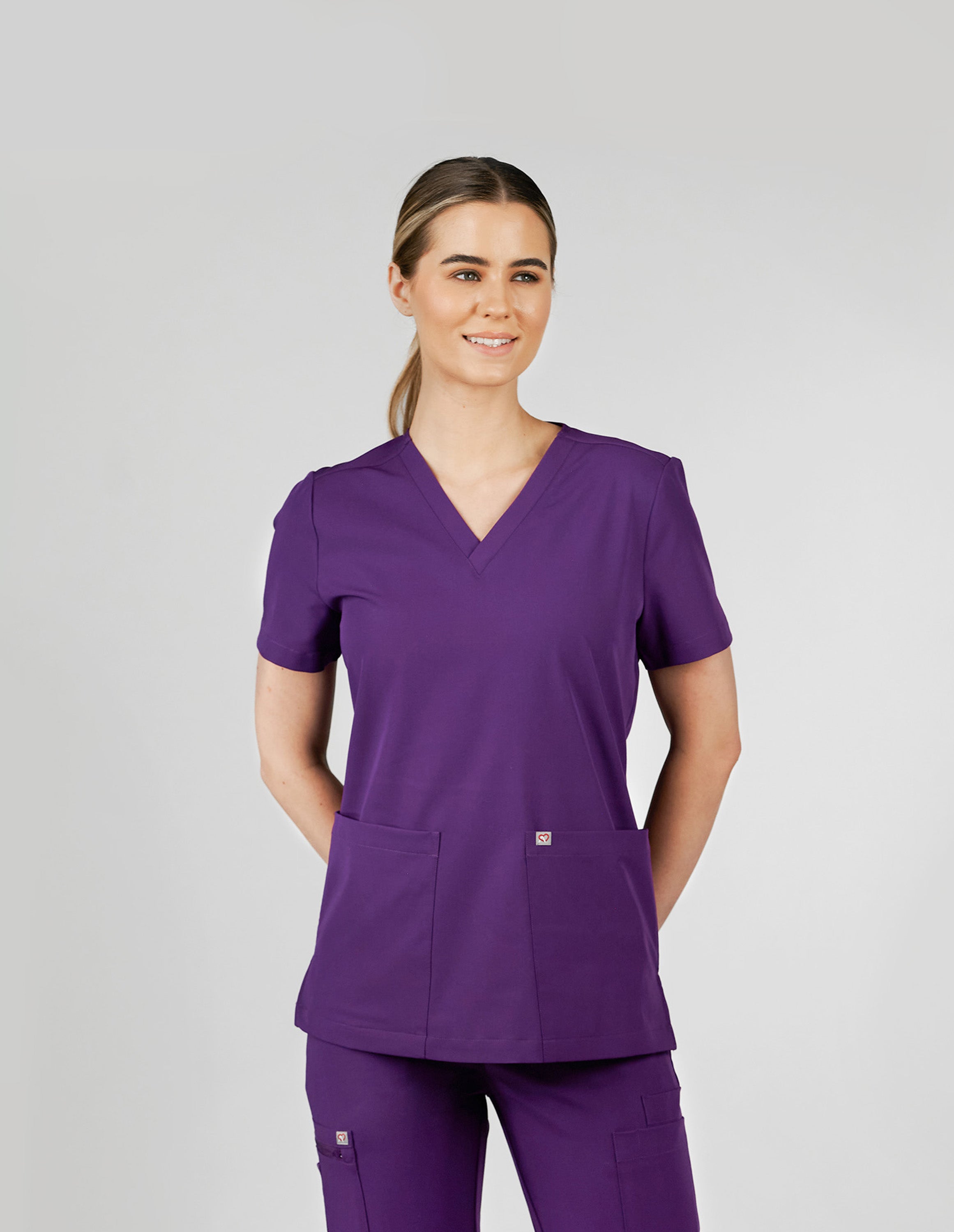 Iris Five-Pocket Women's Purple Scrub Top