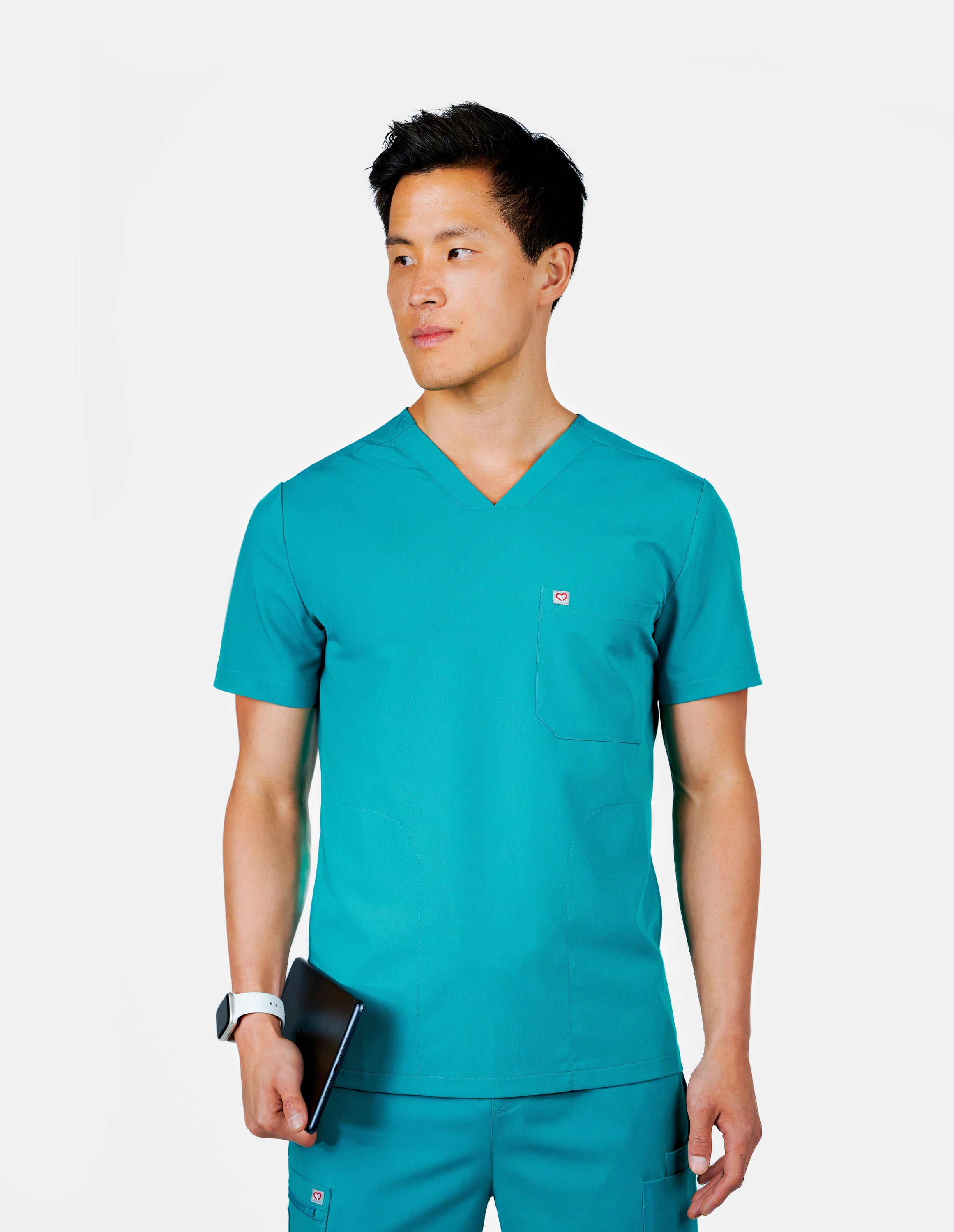 Venice Three-Pocket Mens Teal Scrub Top