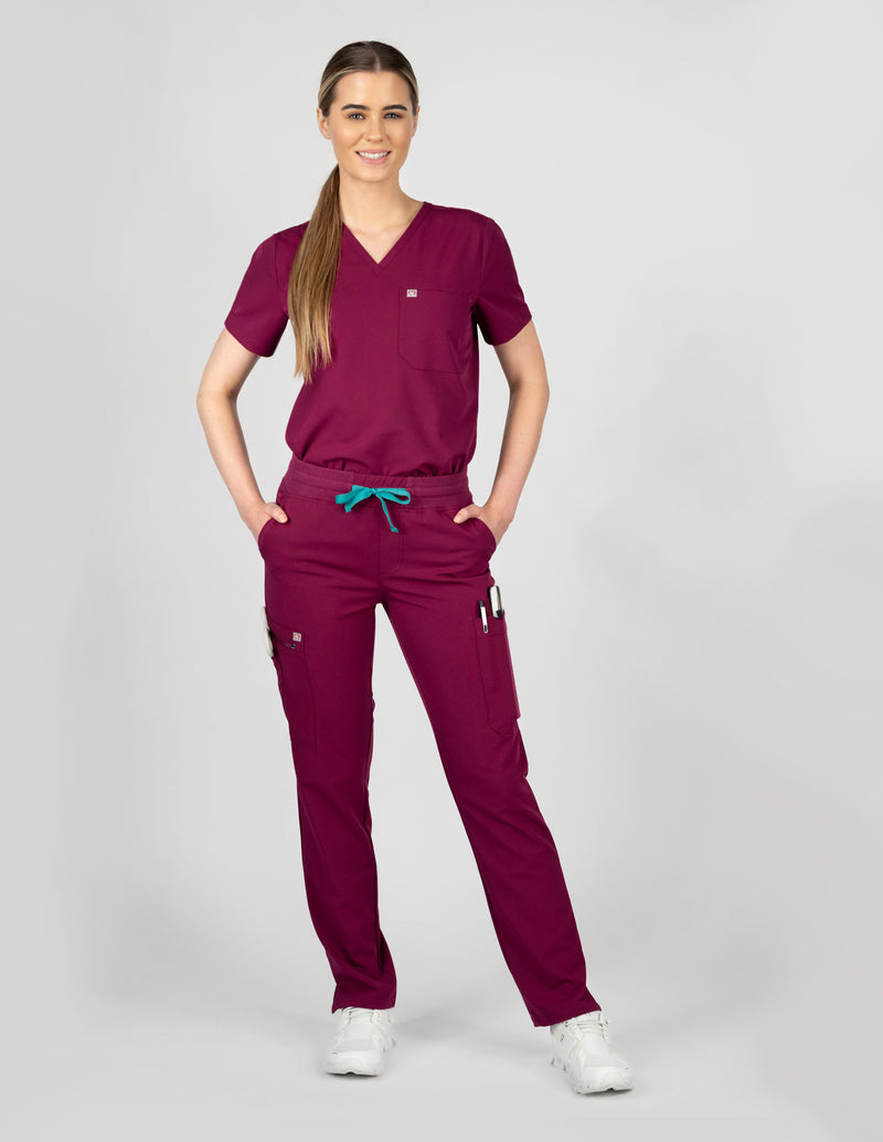 Jasmine Cargo Women's Maroon Scrub Pants