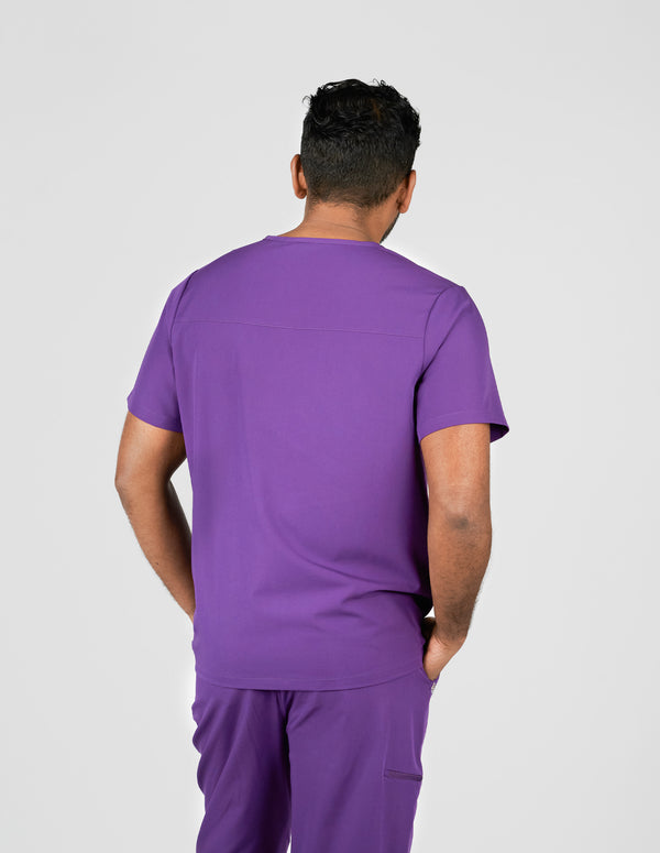 Venice Three-Pocket Mens Purple Scrub Top