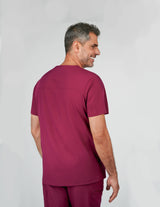 Paris Three-Pocket Men's Maroon Scrub Top