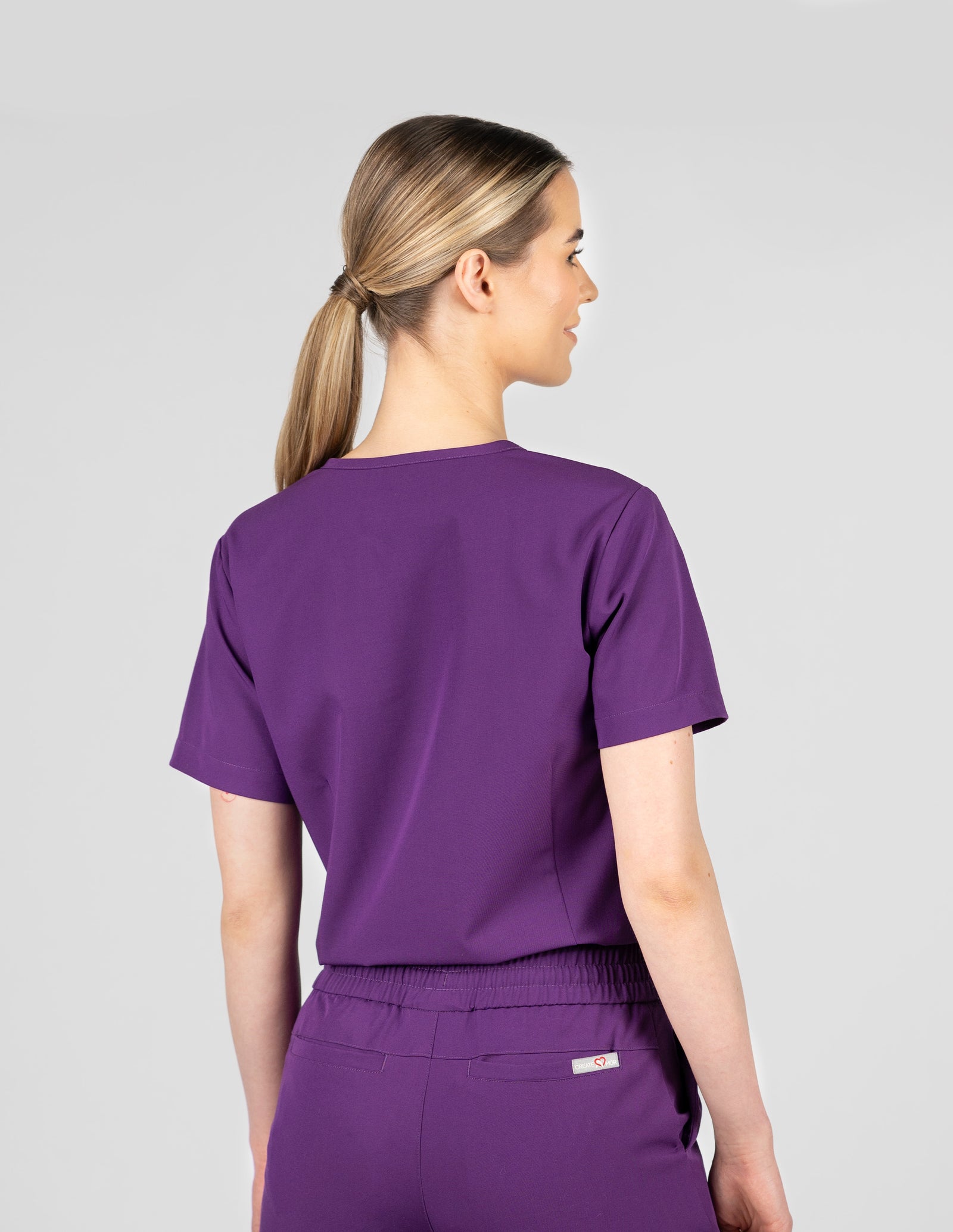 Rose One-Pocket Womens Purple Scrub Top – Create Amor