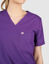 Rose One-Pocket Womens Purple Scrub Top