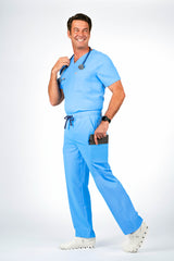 Prague Cargo Men's Ceil Blue Scrub Pants