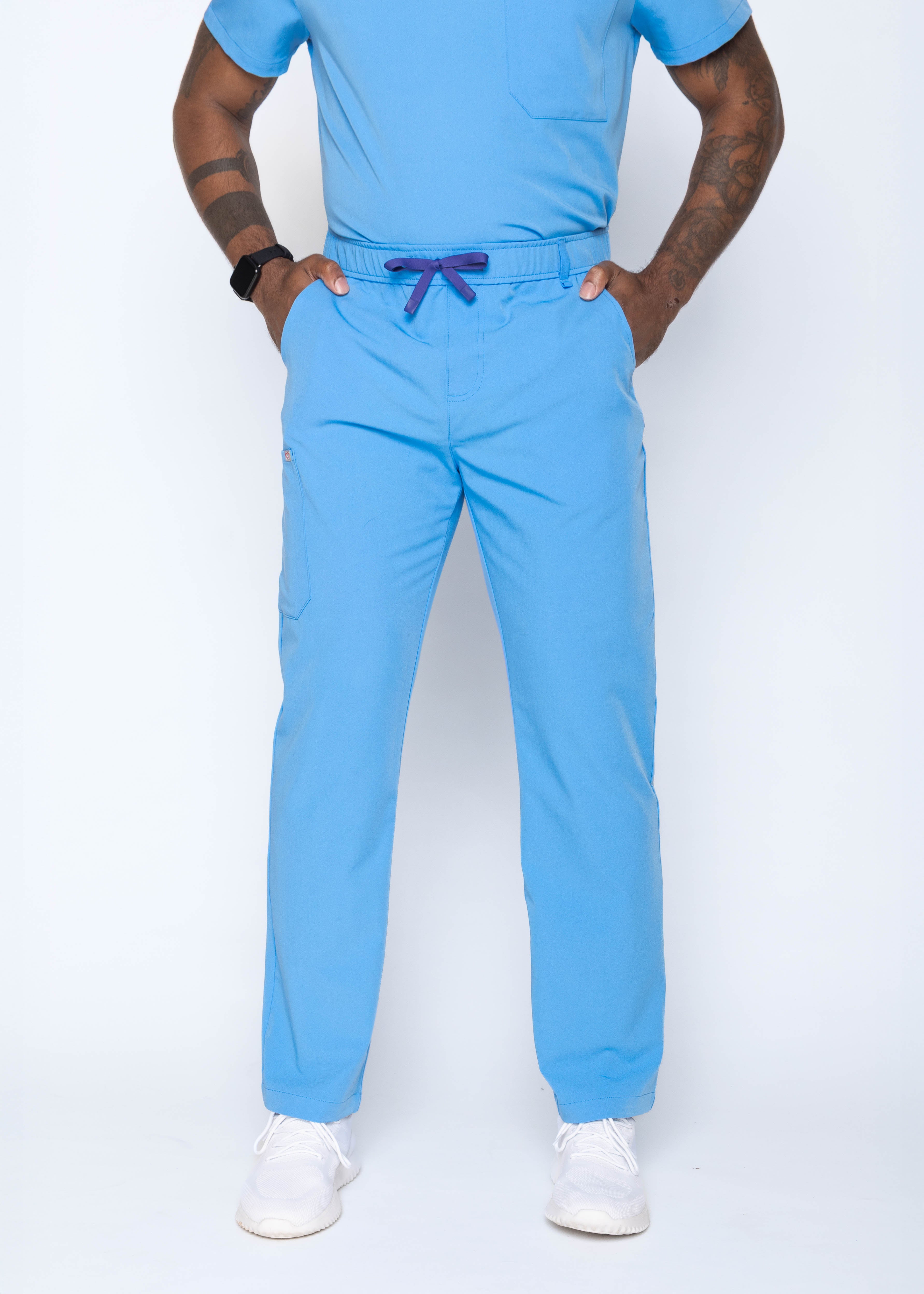 Amalfi Classic Men's Ceil Blue Scrub Pants