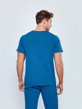 Paris One-Pocket Men's Caribbean Blue Scrub Top