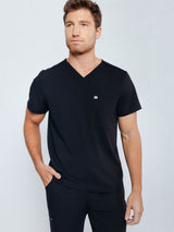Paris One-Pocket Men's Black Scrub Top