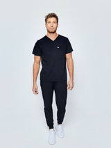 Paris One-Pocket Men's Black Scrub Top