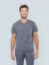 Paris One-Pocket Men's Charcoal Scrub Top