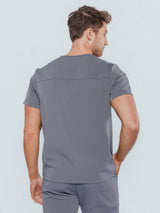Paris One-Pocket Men's Charcoal Scrub Top