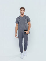 Paris One-Pocket Men's Charcoal Scrub Top
