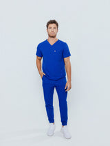 Paris One-Pocket Men's Galaxy Blue Scrub Top