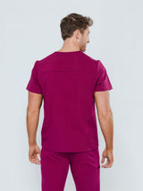 Paris One-Pocket Men's Maroon Scrub Top