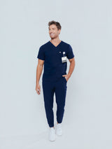 Paris One-Pocket Men's Navy Scrub Top