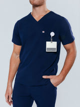 Paris One-Pocket Men's Navy Scrub Top