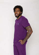 Paris One-Pocket Men's Purple Scrub Top