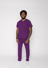 Paris One-Pocket Men's Purple Scrub Top