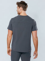 Paris One-Pocket Men's Pewter Scrub Top