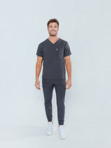 Paris One-Pocket Men's Pewter Scrub Top