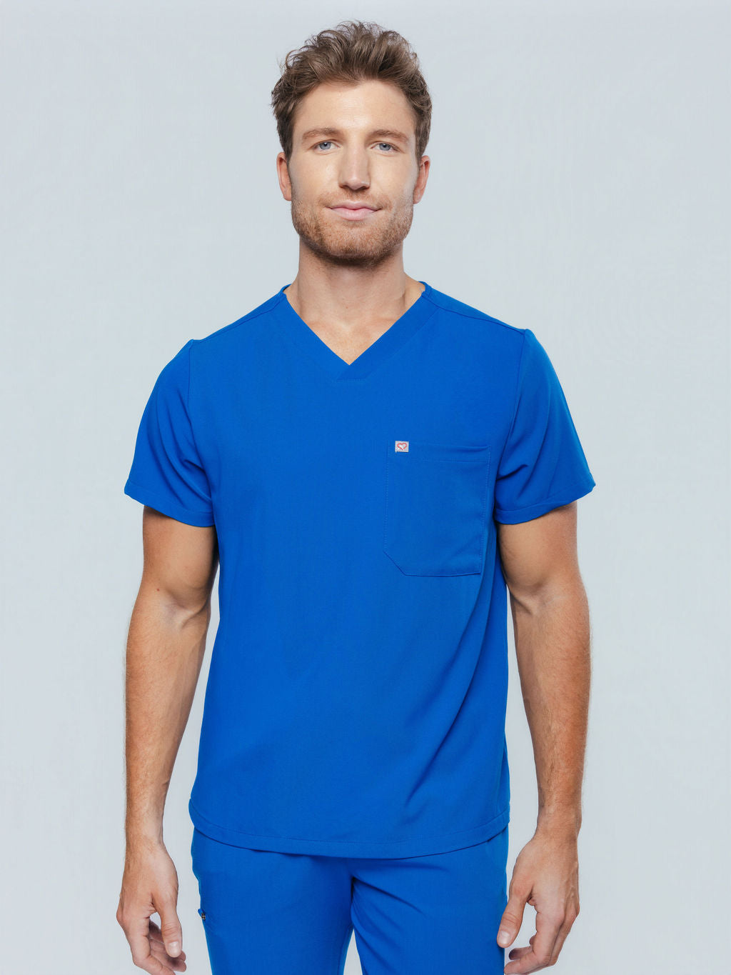 Paris One-Pocket Men's Royal Blue Scrub Top