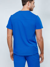 Paris One-Pocket Men's Royal Blue Scrub Top