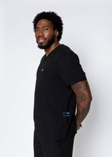 Venice Three-Pocket Mens Black Scrub Top