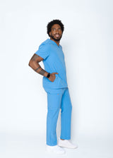 Venice Three-Pocket Mens Ceil Blue Scrub Top