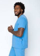 Venice Three-Pocket Mens Ceil Blue Scrub Top