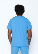 Venice Three-Pocket Mens Ceil Blue Scrub Top