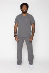 Venice Three-Pocket Mens Charcoal Scrub Top