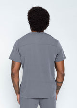 Venice Three-Pocket Mens Charcoal Scrub Top