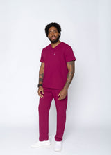 Venice Three-Pocket Mens Maroon Scrub Top