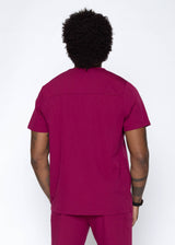 Venice Three-Pocket Mens Maroon Scrub Top