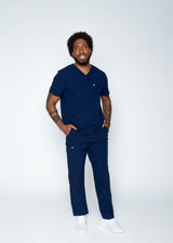 Venice Three-Pocket Mens Navy Scrub Top