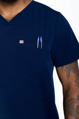 Venice Three-Pocket Mens Navy Scrub Top
